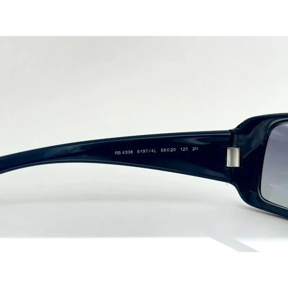 Ray Ban Italian Square Blue Frame Light Grey | Blue Gradient RB 4338 Sunglasses - Picture 4 of 10